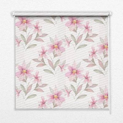 Fabric roller blind Pink flowers