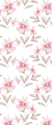 Fabric roller blind with a pink flower pattern