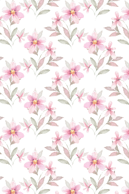 Fabric roller blind with a pink flower pattern