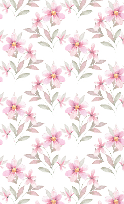 Fabric roller blind with a pink flower pattern