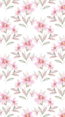 Fabric roller blind with a pink flower pattern