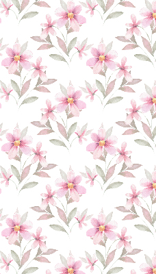 Fabric roller blind with a pink flower pattern