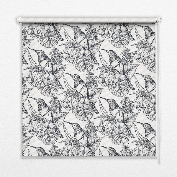 Modern roller blind Drawn flowers