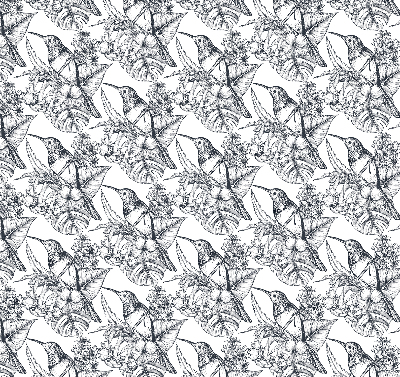 Modern roller blind Drawn flowers