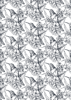 Modern roller blind Drawn flowers