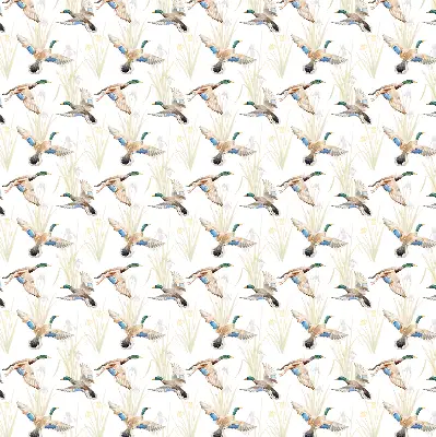 Fabric roller blind with a flying ducks pattern