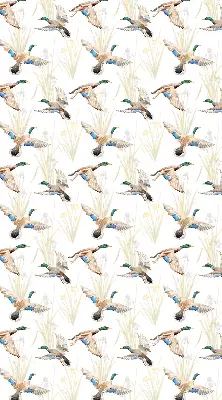Fabric roller blind with a flying ducks pattern