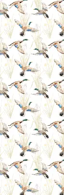 Fabric roller blind with a flying ducks pattern
