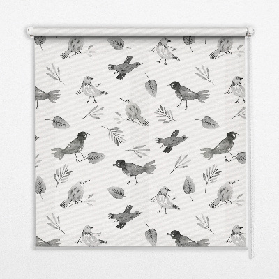 Modern roller blind Drawn birds and leaves