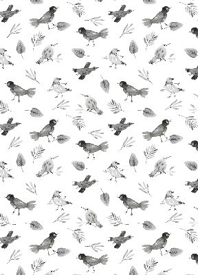 Modern roller blind Drawn birds and leaves