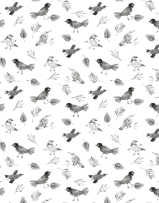 Modern roller blind Drawn birds and leaves