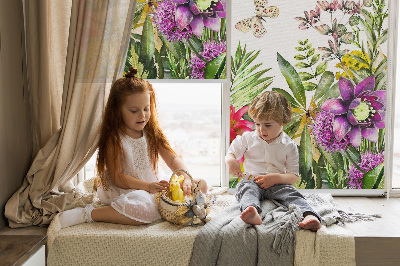 Roller blind for large window Flowers