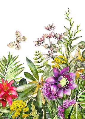 Roller blind for large window with flowers design