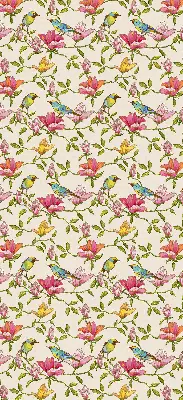 Modern roller blind with birds on flowers pattern