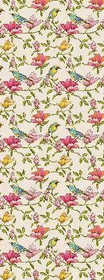 Modern roller blind with birds on flowers pattern