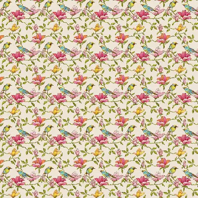 Modern roller blind with birds on flowers pattern