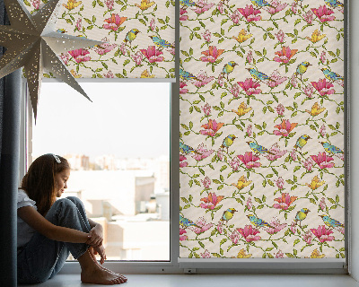 Modern roller blind Birds on flowers