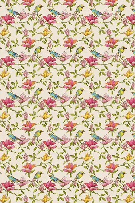 Modern roller blind with birds on flowers pattern