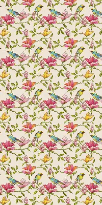 Modern roller blind with birds on flowers pattern