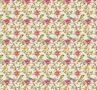 Modern roller blind with birds on flowers pattern