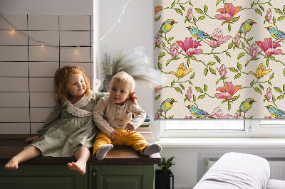Modern roller blind Birds on flowers