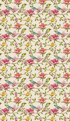 Modern roller blind with birds on flowers pattern