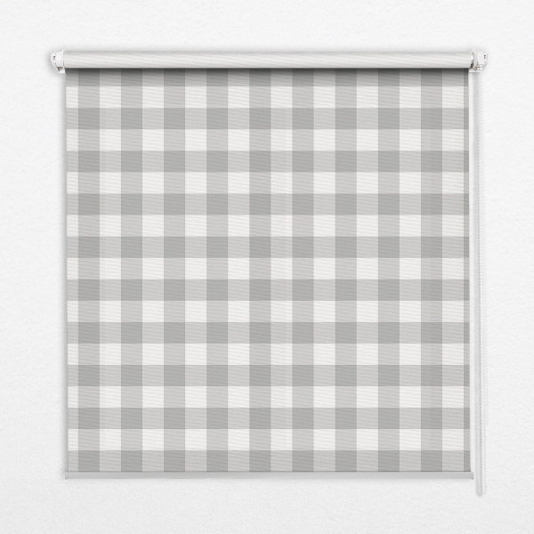 Roller blind for large window Gray checks