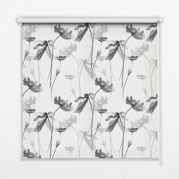 Fabric roller blind Drawn flowers