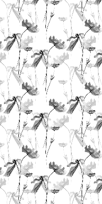 Fabric roller blind with a drawn flowers pattern