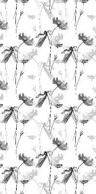 Fabric roller blind with a drawn flowers pattern