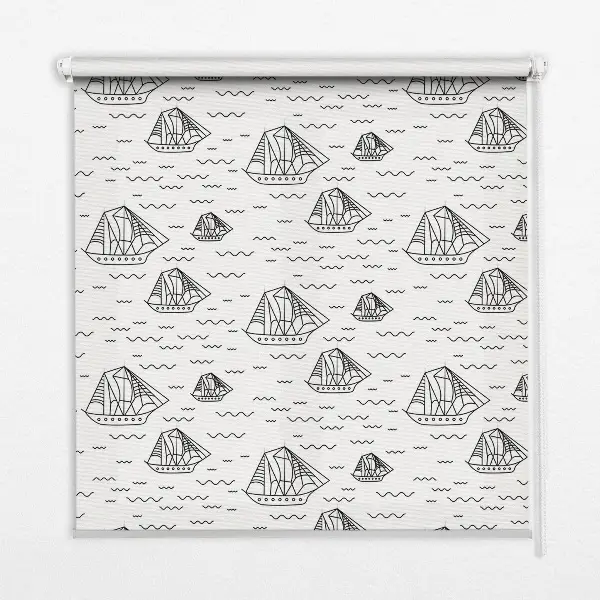 Roller blind for large windows drawn ships design