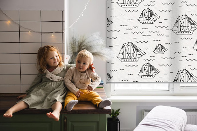 Roller blind for large window Drawn ships