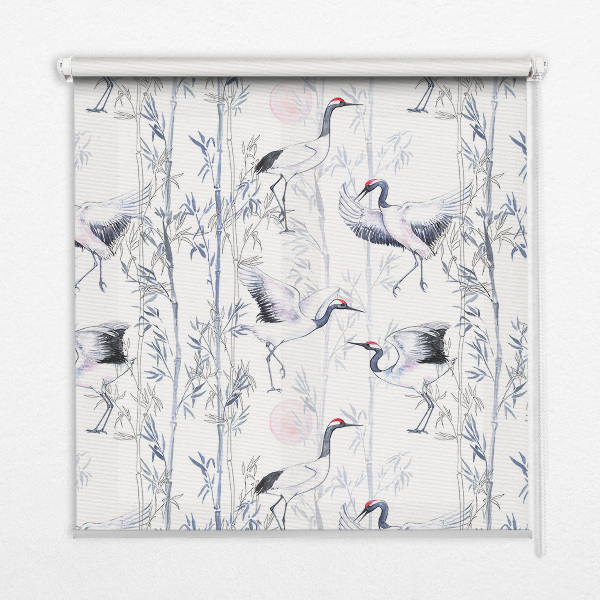 Modern roller blind Herons and trees