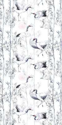 Modern roller blind with herons and trees pattern