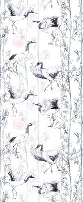 Modern roller blind with herons and trees pattern