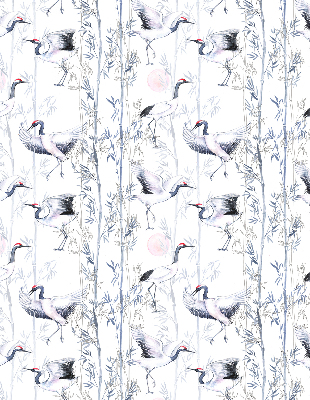 Modern roller blind Herons and trees