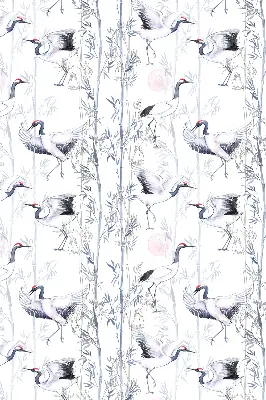 Modern roller blind with herons and trees pattern