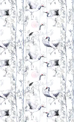 Modern roller blind with herons and trees pattern