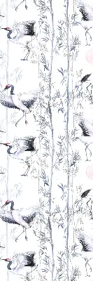 Modern roller blind with herons and trees pattern
