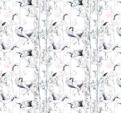 Modern roller blind with herons and trees pattern