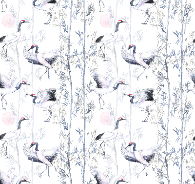 Modern roller blind Herons and trees