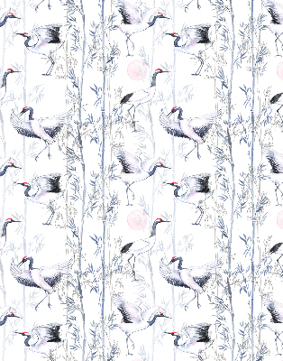 Modern roller blind Herons and trees