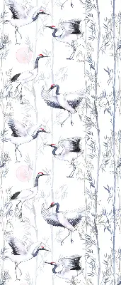 Modern roller blind with herons and trees pattern