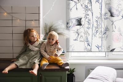 Modern roller blind Herons and trees