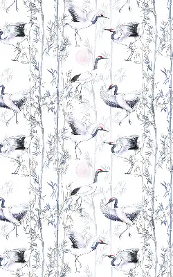 Modern roller blind with herons and trees pattern