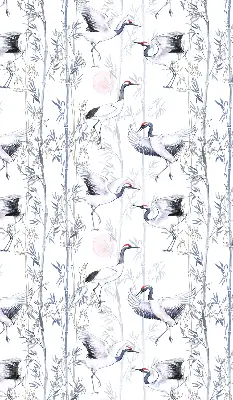 Modern roller blind with herons and trees pattern