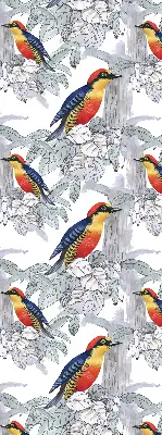 Roller blind for large window colorful bird print