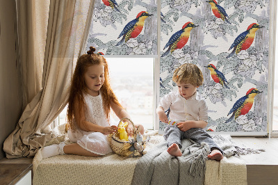 Roller blind for large window Colorful bird