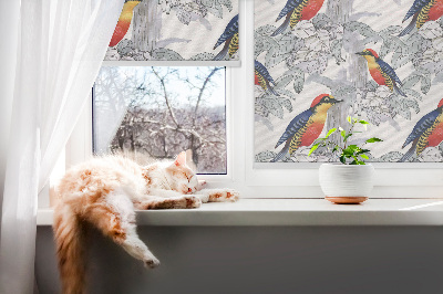 Roller blind for large window Colorful bird