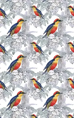 Roller blind for large window colorful bird print